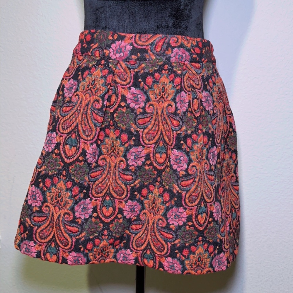 Fashion Union Red and Pink Mini A-Line Skirt